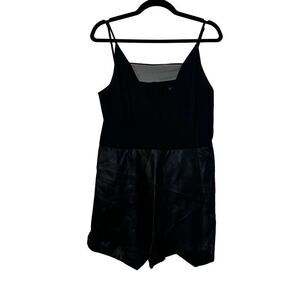 Missguided V-Neck spaghetti Strap Mixed Media Romper Shorts Black Size 10